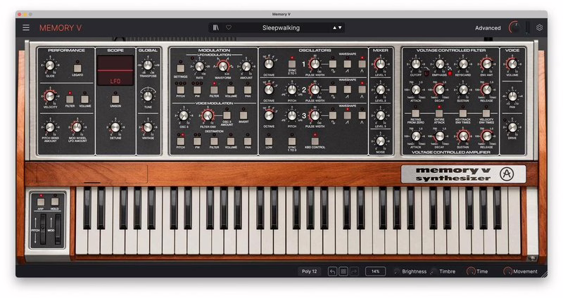 Arturia Memory V 合成器插件:复刻 Memorymoog 经典音色,解决原版可靠性问题 1 Arturia Memory V 合成器插件界面