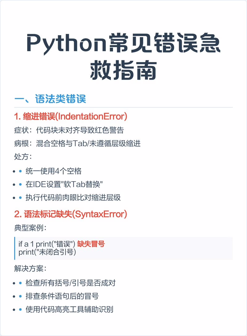 python常见错误急救指南