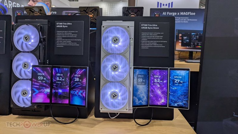 Thermaltake ST Trio Ultra一体式水冷展示三块折叠屏幕