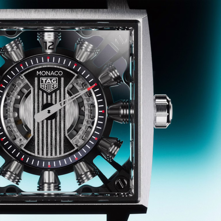 泰格豪雅Monaco Speed 12腕表：旋转活塞取代时针，重现V12引擎节奏 - Avant-Garde Horlogerie, Caliber TH84-00, La Fabrique du Temps Louis Vuitton, Monaco Speed 12, TAG Heuer, V12发动机, 赛车表, 跳时腕表